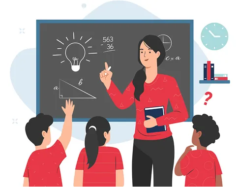 Teacher with students